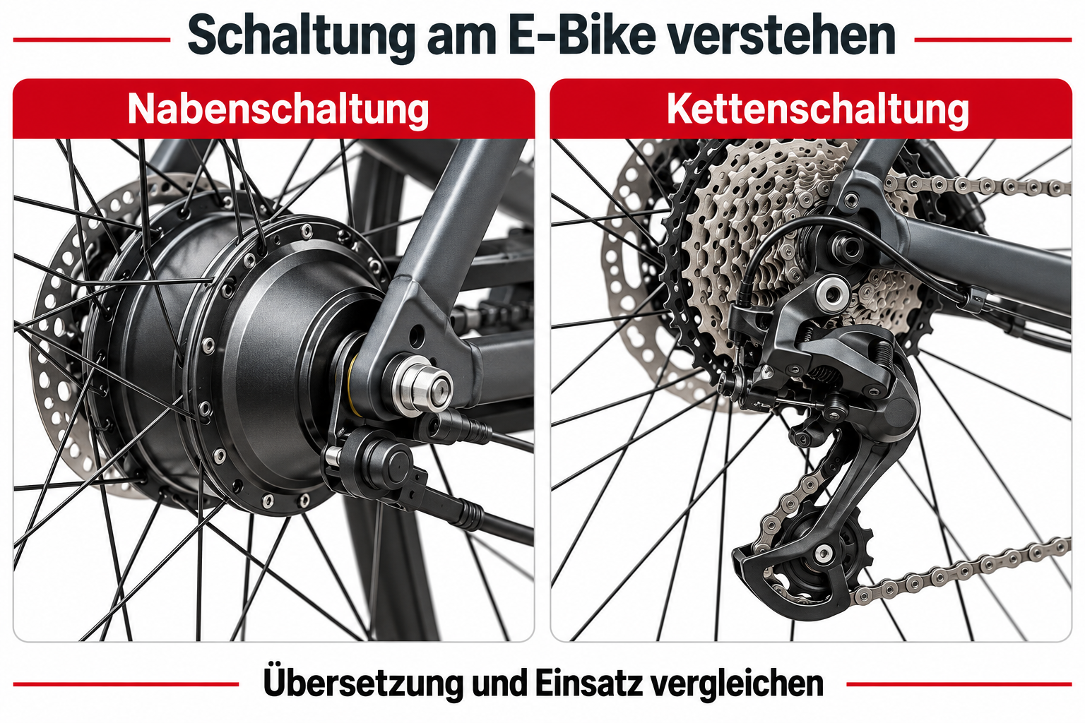 Naben- und Kettenschaltung schematisch erklärt