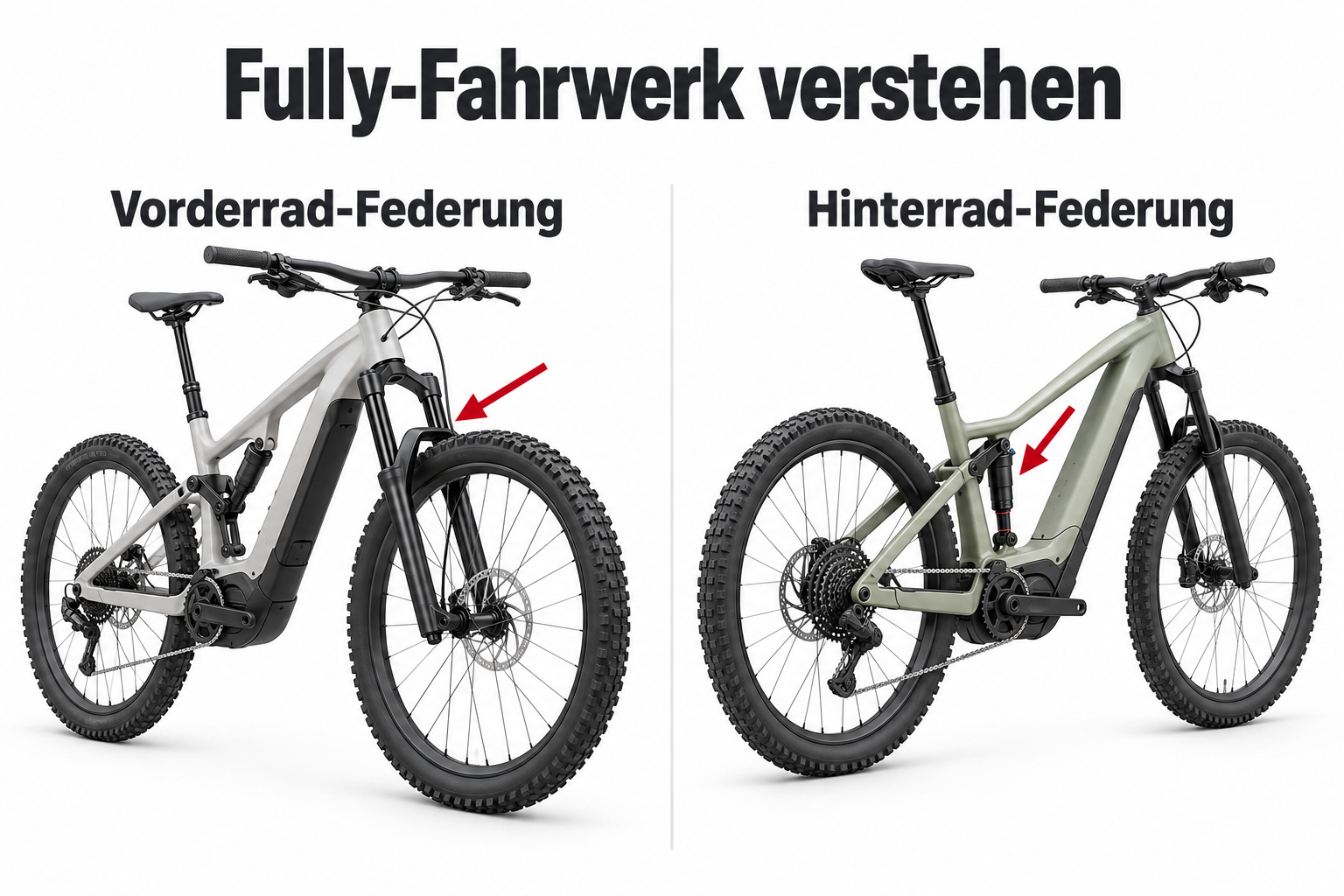 Vordere und hintere Federung am Mountainbike vergleichen