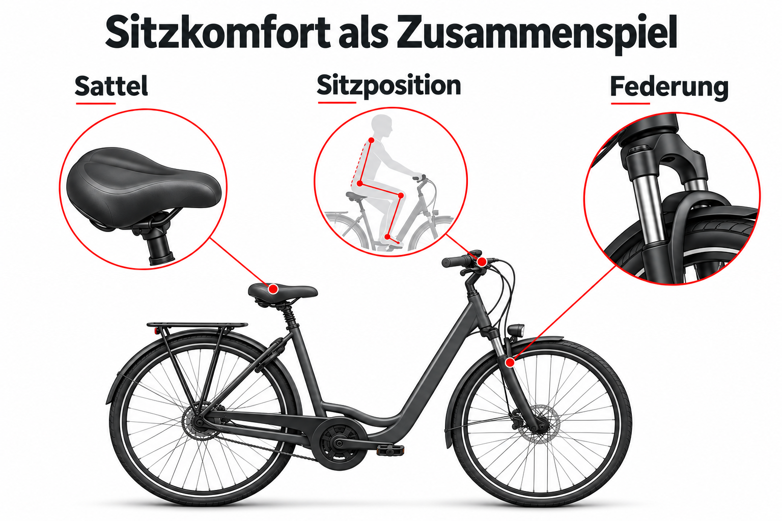 Sitzkomfort durch das Zusammenspiel von Sattel, Sitzposition und Federung
