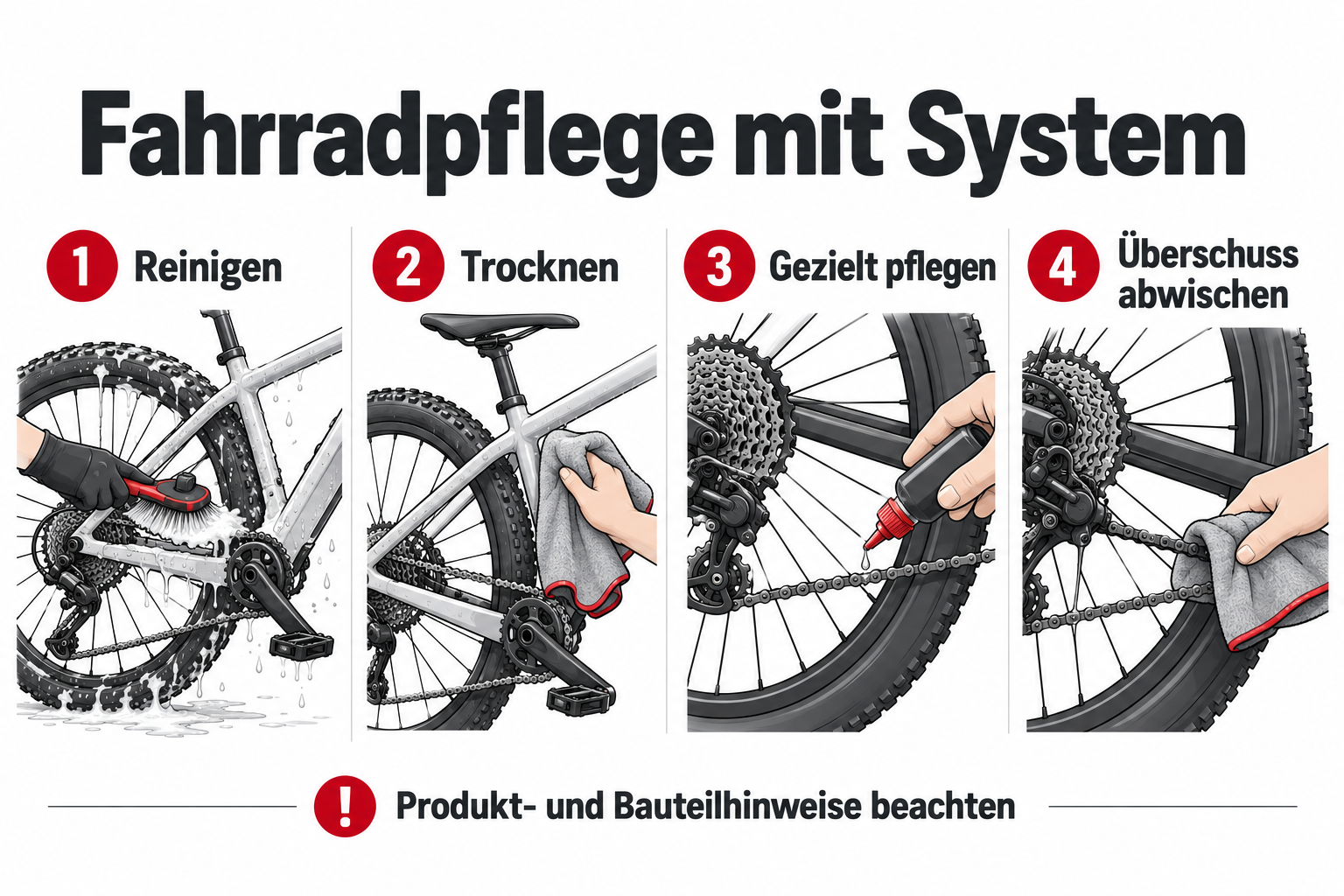Reinigung und Pflege des Fahrrads