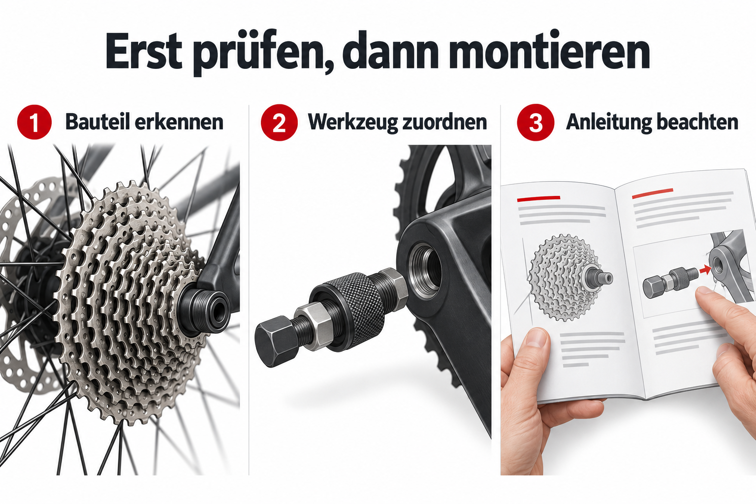 Werkzeug passend zum Fahrradteil auswählen