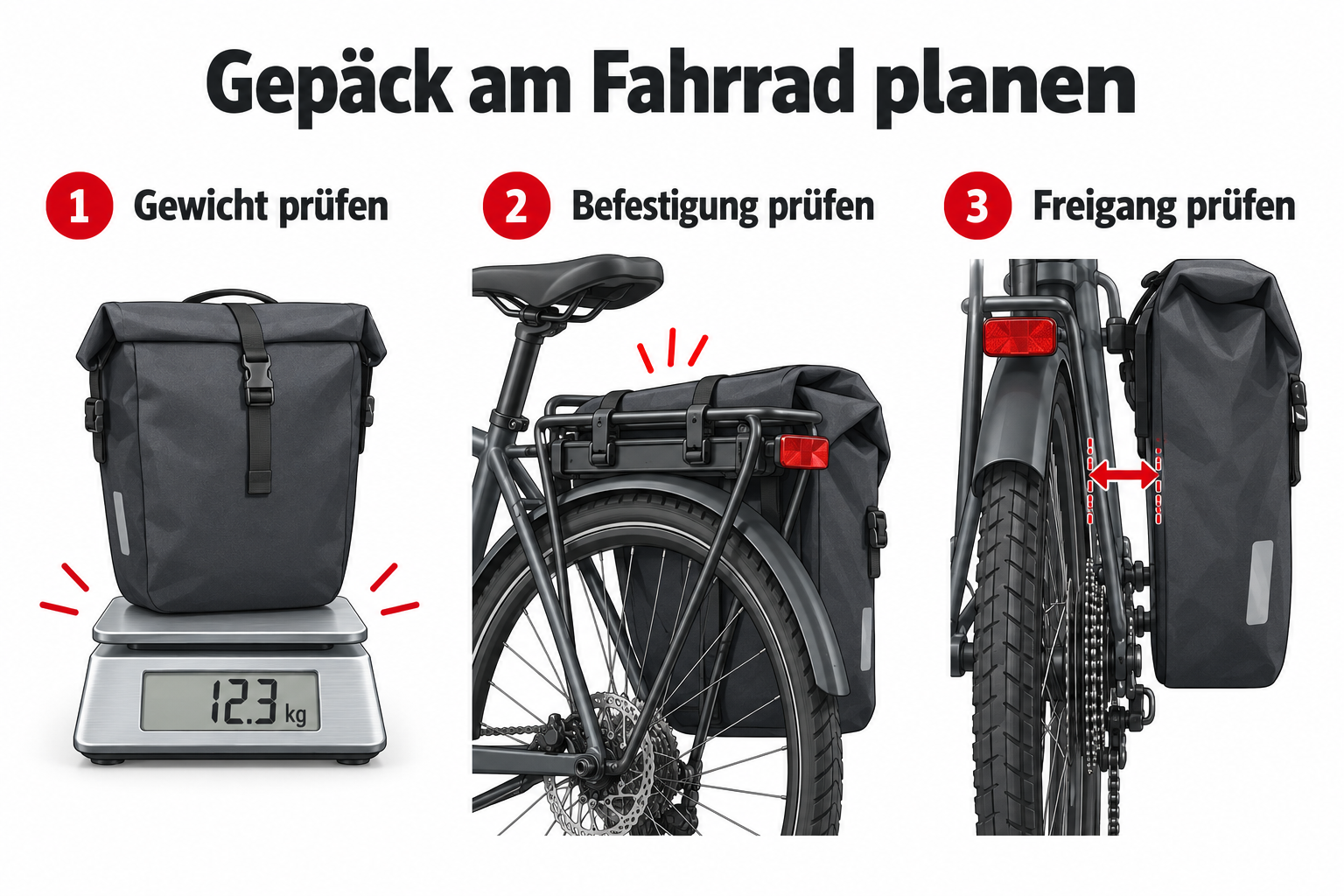 Gepäck und Zuladung am Fahrrad planen