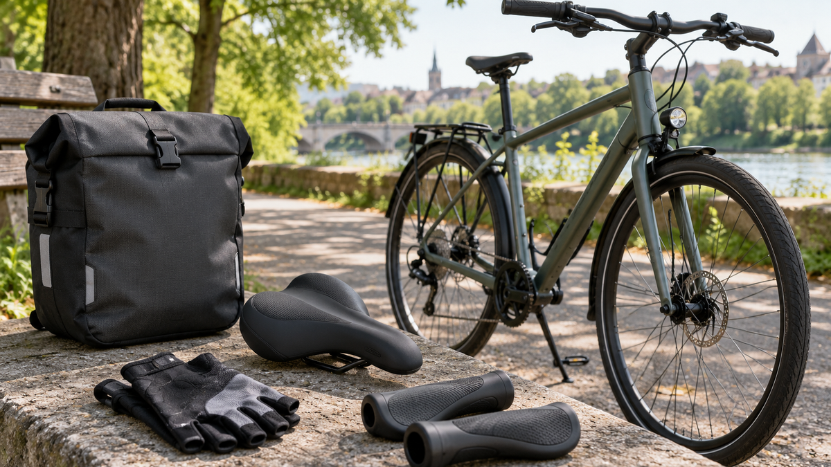 Illustratives Fahrrad mit Komfortzubehör