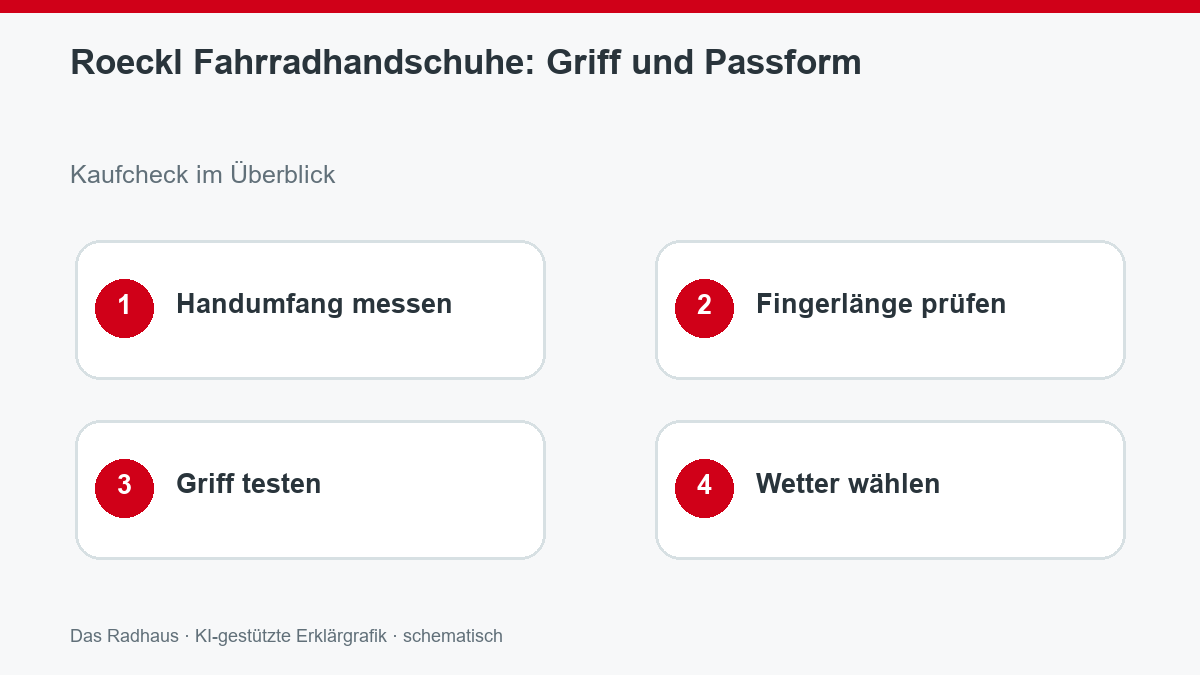 Roeckl Fahrradhandschuhe: Griff und Passform: Handumfang messen, Fingerlänge prüfen, Griff testen, Wetter wählen