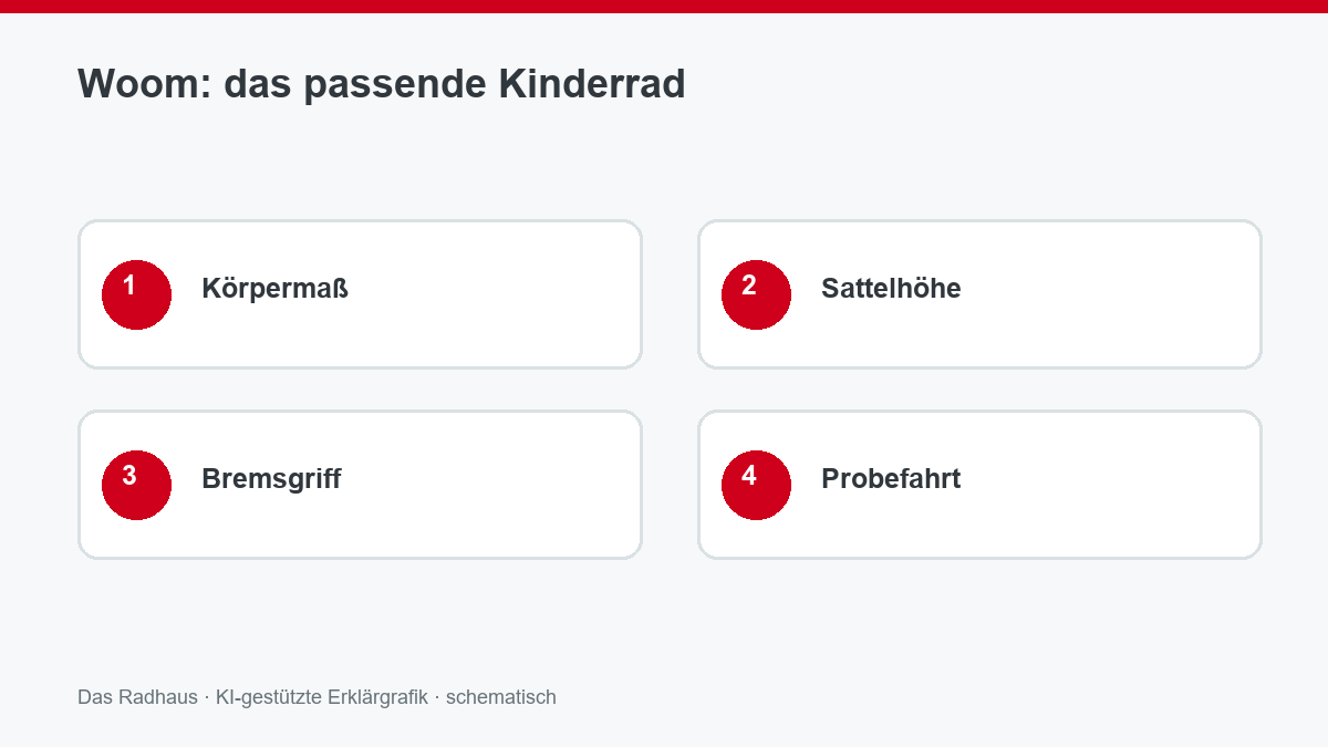 Woom Kinderfahrräder: vom ersten Losrollen bis zur längeren Tour: Körpermaß, Sattelhöhe, Bremsgriff, Probefahrt