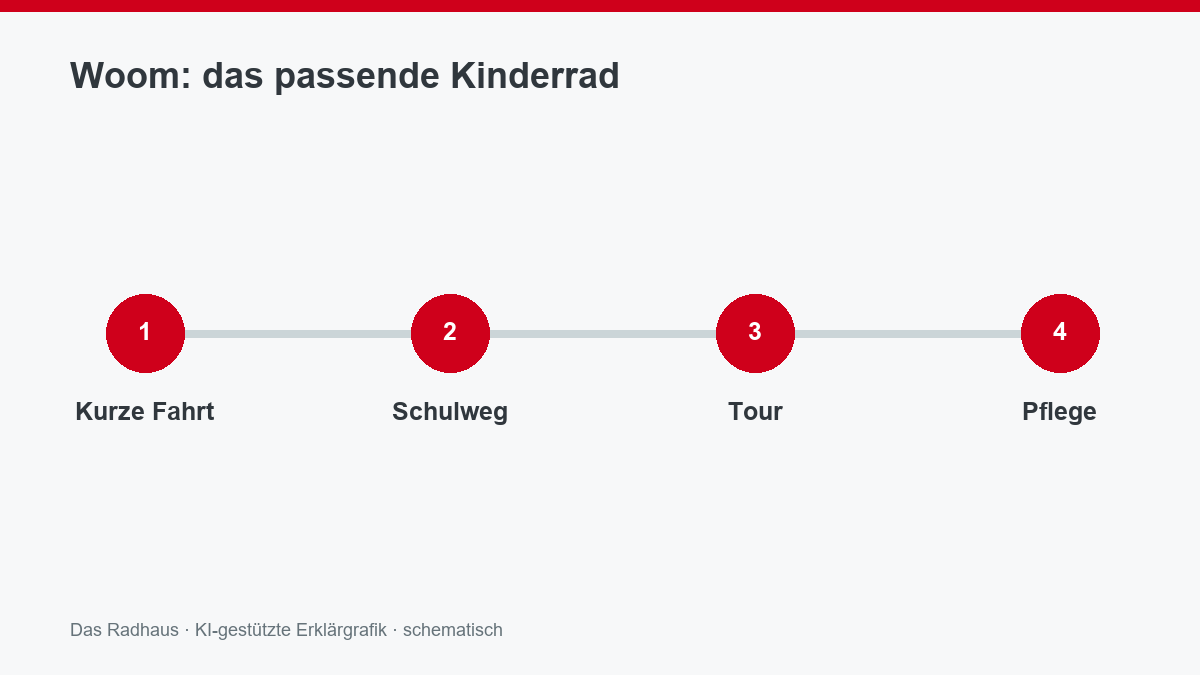 Woom Kinderfahrräder: vom ersten Losrollen bis zur längeren Tour: Kurze Fahrt, Schulweg, Tour, Pflege