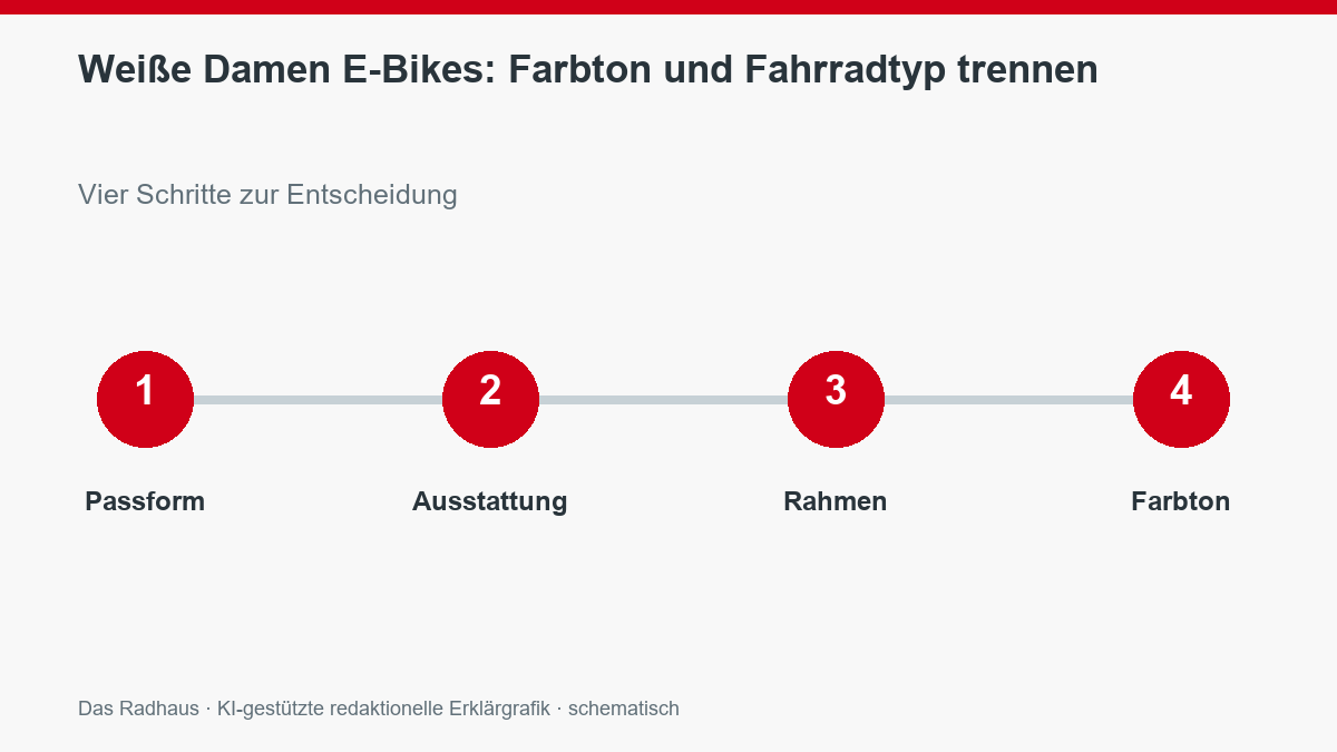 Weitere Prüfpunkte zu Weiße Damen E-Bikes: Farbton und Fahrradtyp trennen