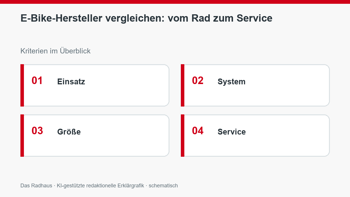 E-Bike-Hersteller vergleichen: vom Rad zum Service: Einsatz, System, Größe, Service