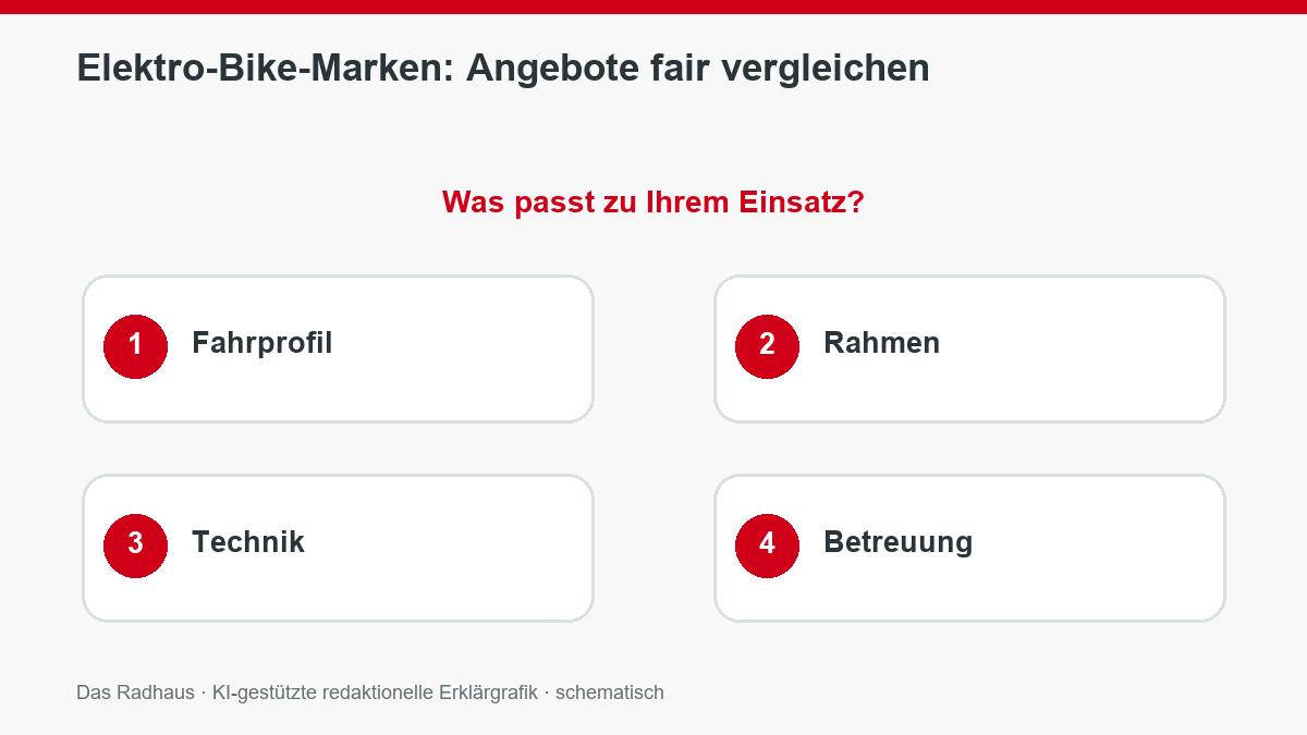 Elektro-Bike-Marken: Angebote fair vergleichen: Fahrprofil, Rahmen, Technik, Betreuung