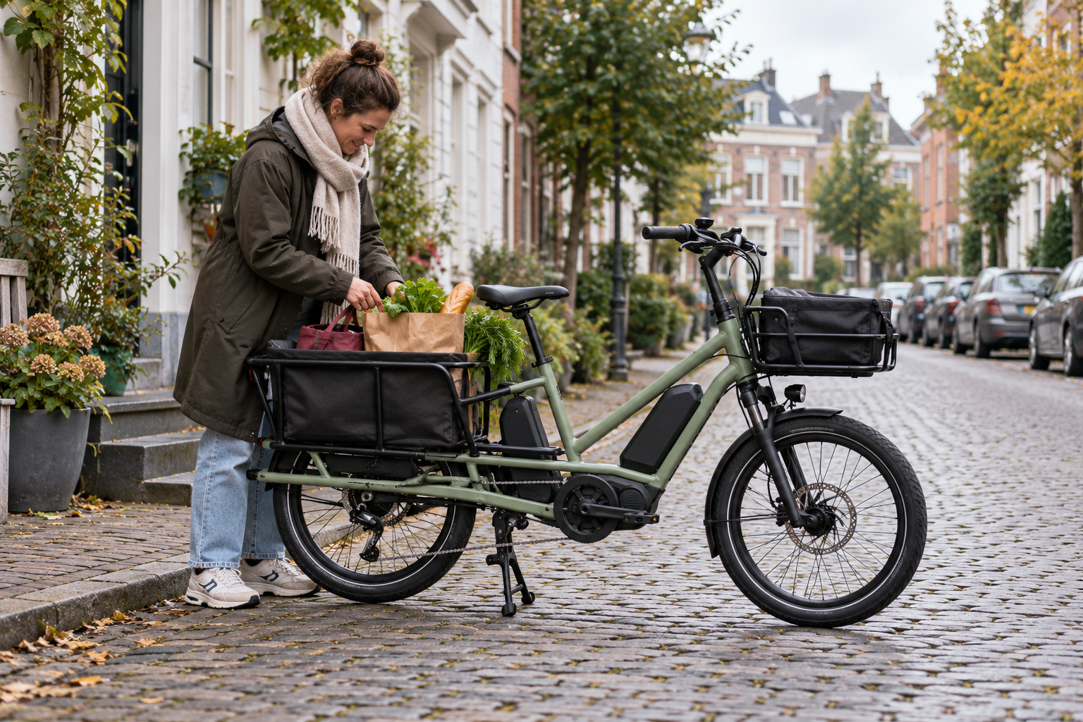 Illustrative Fahrt mit einem elektrischen Lastenrad