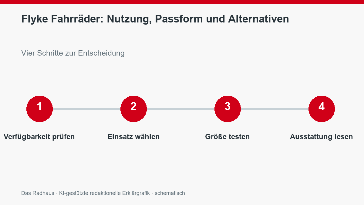 Flyke Fahrräder: Nutzung, Passform und Alternativen: Verfügbarkeit prüfen, Einsatz wählen, Größe testen, Ausstattung lesen